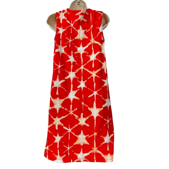 Denim & Co Beach Cover-Up Dress Lace-Up Neckline Red Shibori S Swim NWOT - Picture 3 of 10